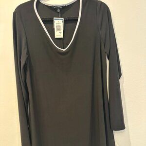 Women's sheer dress - long sleeve - black and white - size L